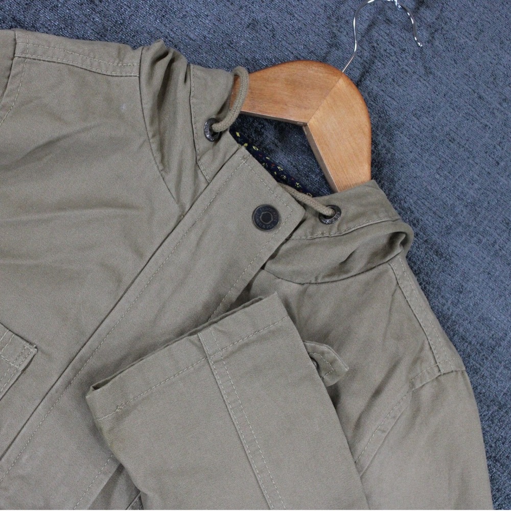 Prince & Fox Khaki Tan Utility Field Jacket Hooded Cotton Small
